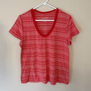 Women's Sz M Short Sleeve Striped V-Neck Relaxed Fit T-Shirt Universal Thread Go